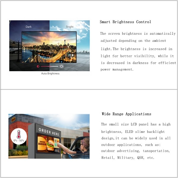 23.8 Inch Small Lcd Panel Module High Brightness Outdoor Signage