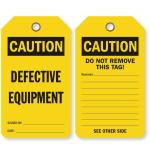 Plastic Caution Tag Vinyl Rectangle Yellow Safety Tag