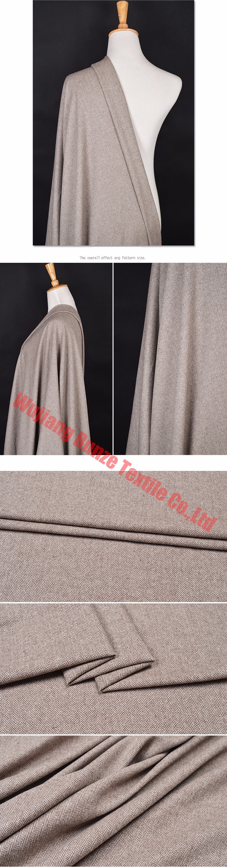 Downproof 100D ATY Polyester Cation Two-Tone Herringbone Fabric for Winter Coat Jacket