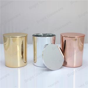 Wholesale Hot sale 9oz copper candle jar with lid, electroplate candle container with plastic lid from china suppliers