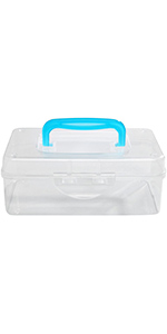 Multi Purpose Mini Clear Plastic Travel Storage Box/Portable Transparent Container Bin - Blue