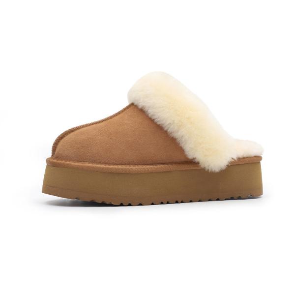 Factory Custom Cowhide Height-Increasing Women'S Outdoor Thick-Soled Slippers