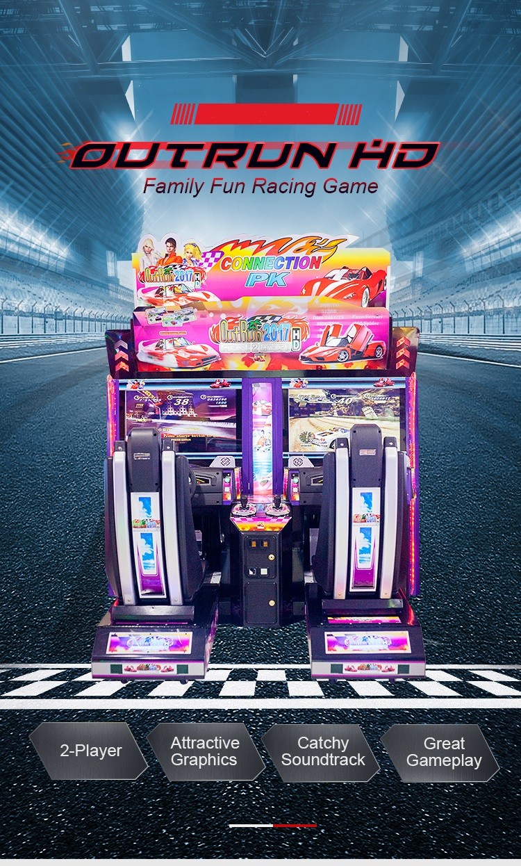 Arcade 32 Inch Outrun Racing Game Simulator Machines Red Color 110v/220v