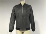Slim Fit Mock Suede Mens Baseball Jacket With Metal Zip Rib Collar TW66041