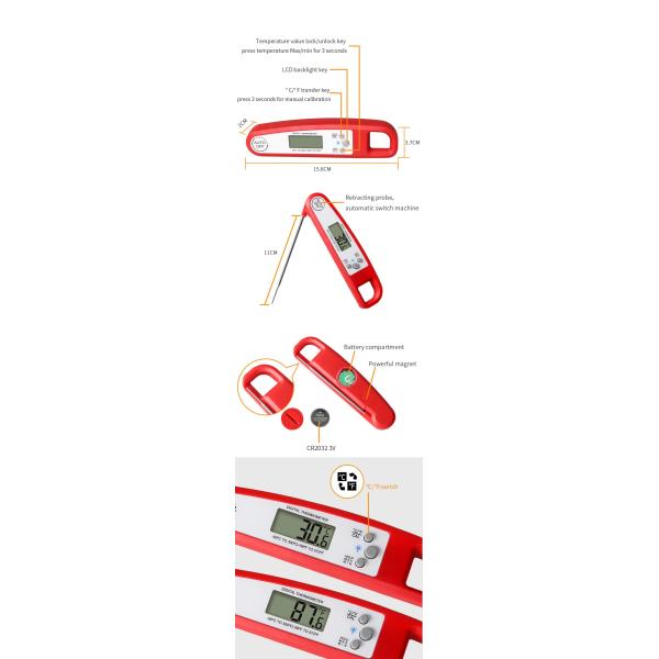 DTH-149R -50 to 300℃ Instant Read Digital Food Thermometer For Kitchen Candy Grill Barbecue