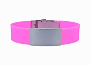 Wholesale Adjustable Silicone Medical ID Bracelets / Road ID Wristband With Blank Metal ID Plate from china suppliers