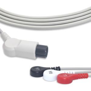 Wholesale 3 Lead AHA Fixed Snap ECG Lead Cable Compatible Angle Connector from china suppliers