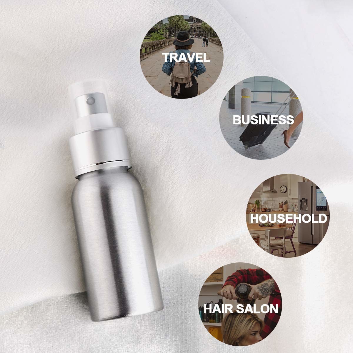 50ml Aluminum Fine Mist Spray Bottle Lightweight Durable Travel Use