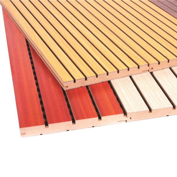 Polyester Fiber Fireproof Veneer Wooden Grooved Acoustic Panel Studio Room