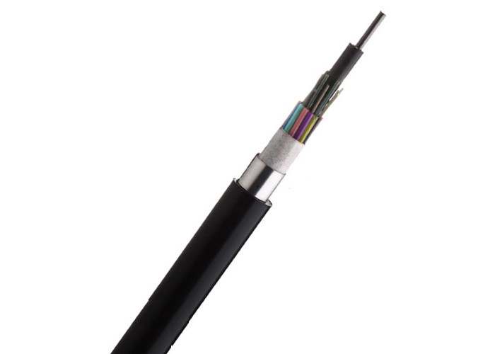 Duct / Aerial Armored Optical Fiber Cable Black Sheath Stranded Loose Tube