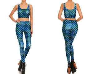 Wholesale Stretchy Mermaid Swim Leggings , Womens Mermaid Leggings Ankle Length from china suppliers