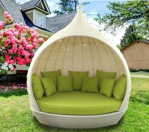 Wholesale Modern Outdoor Garden Furniture Cage House PE Rattan Daybed Garden Sun Bed from china suppliers