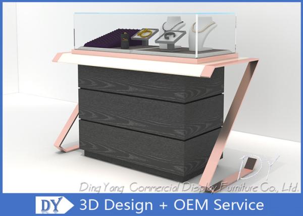 Smart Fashionable Glass Jewelry Store Counter With Wood Storage 1200 X 550 X