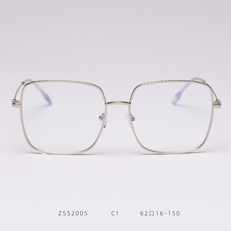 Silver Alloy Square Big Frame Glasses Men Women Unisex Decoration Transparent Frame Glasses