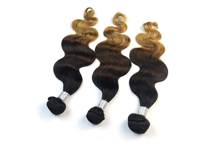 12 Inch To 28 Inch Colored Human Hair Extensions / Peruvian Body Wave Bundles