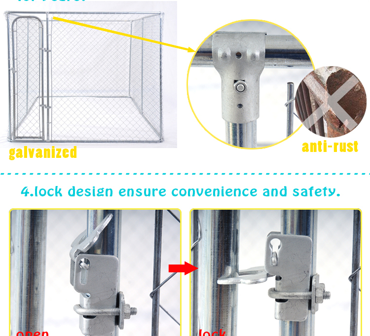 Custom logo high quality Large outdoor galvanized cheap chain link dog kennel