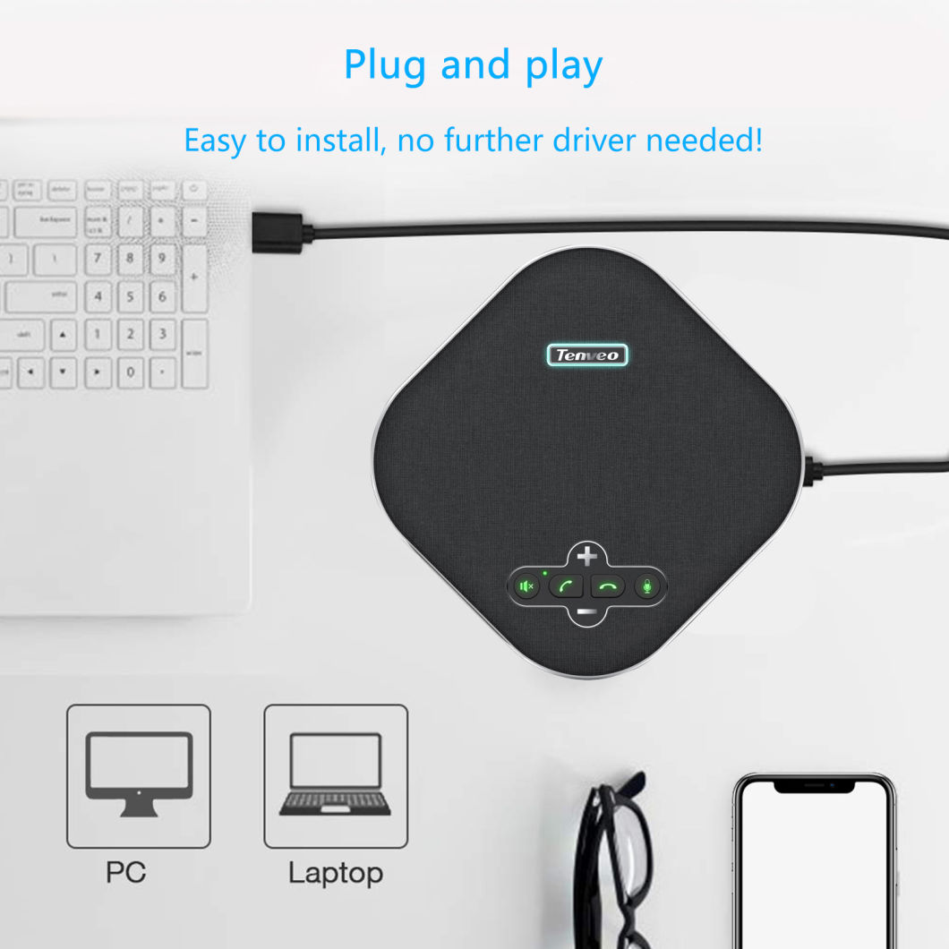 Na200ex USB Speakerphone Built-in 4 Mics Enhanced Voice Pickup Daisy Chain Conference Speaker for Midium and Large Meeting Room Compatible with Leading Platform