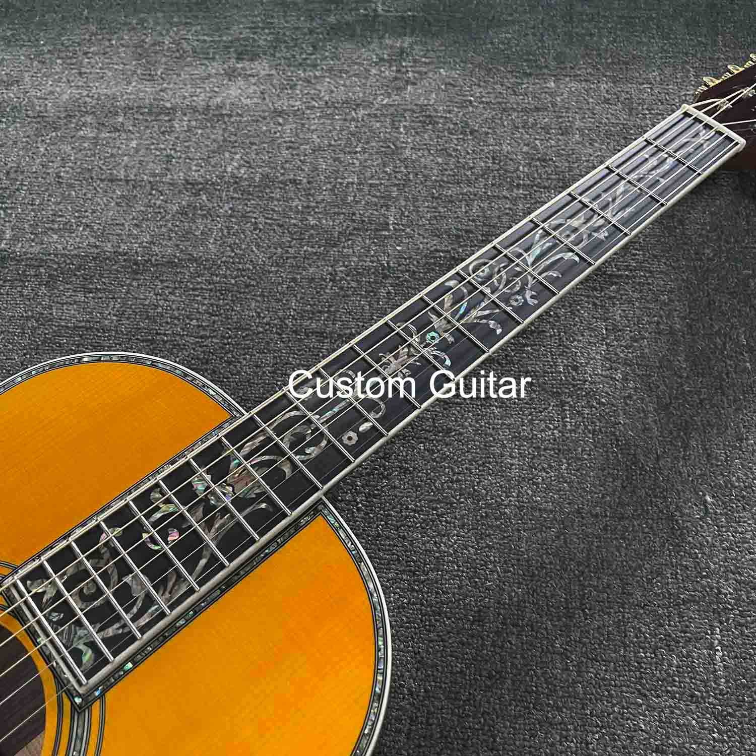 6 strings custom OEM solid wood acoustic OO guitar 38 inch body ebony bridge