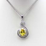 925 Silver Jewelry 8mmx10mm Yellow Citrine Cubic Zircon Pendant(PSJ0412)