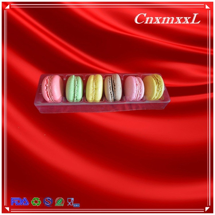 6 blister tray clear macaron plastic packaging container boxes & reusable macaron trays with 0.55 mm clear food grade PET