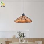 Wabi Sabi Wood Art Straw Hat Pendant Lamp Restaurant Small Bar Home Tea Room