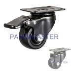 50mm Casters Nylon Wheel 2 Inch Black Low Gravity Center With Total Brake