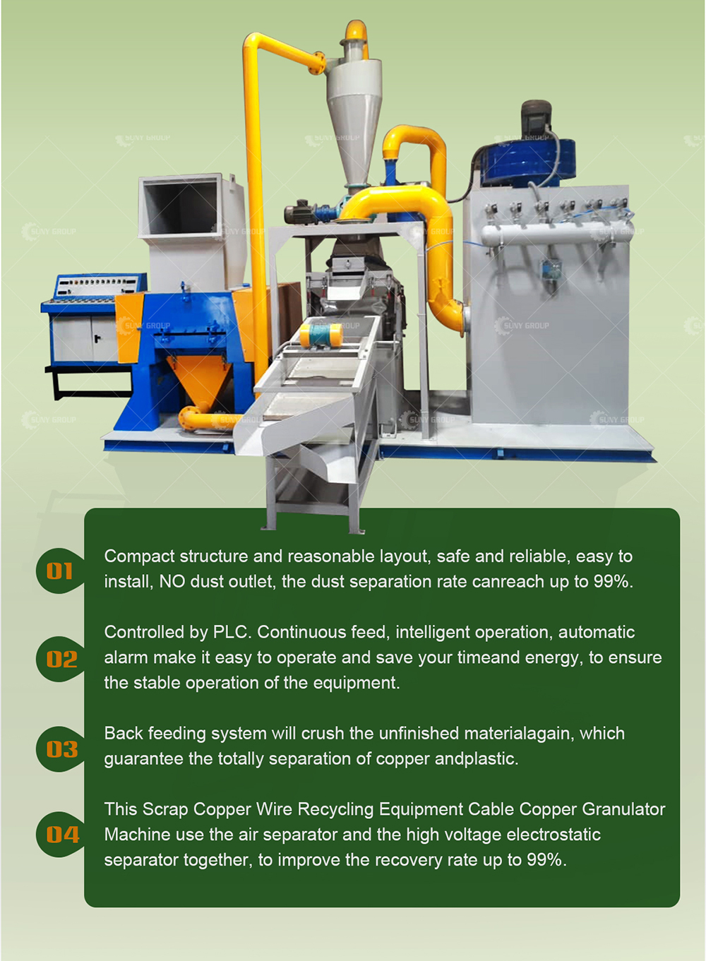 Mini Cable Granulator Machine Copper Wire Recycling Machine with 99% Sorting Accuracy