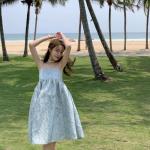 Vacation Leisure Sleeveless A Line Dress Retro Three Dimensional Printing