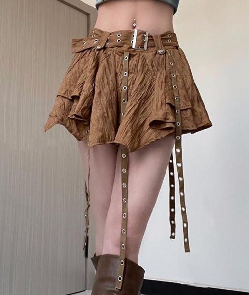 Clothing Manufacturers For Small Orders Women'S Irregular Skirt Zipper Brown Low