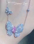 Custom Lab Diamond Pendant Necklace Pear Cut Butterfly Shape 1.67ct