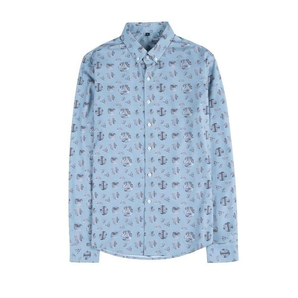 Breathable Black Long Sleeve Regular Fit 100% Cotton Slim Fit Mens Floral Print