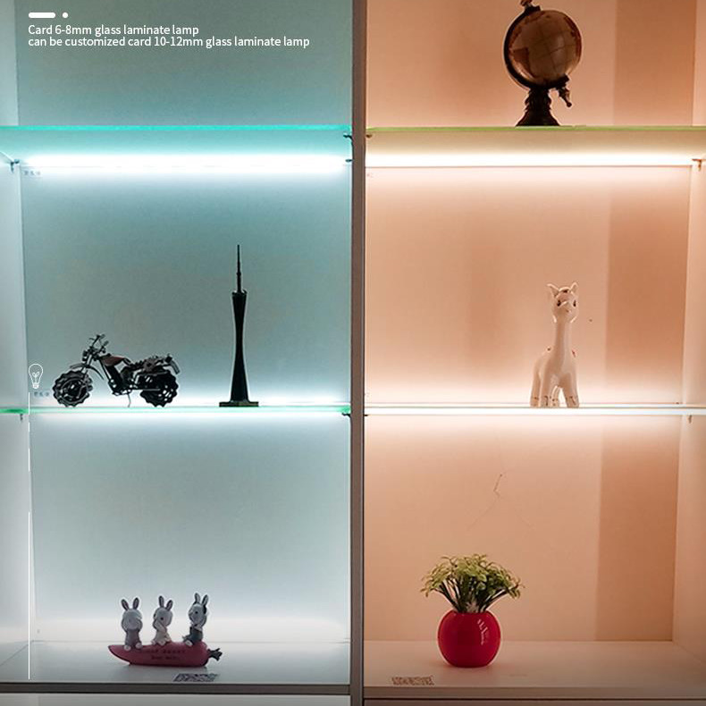 Undercabinet Warm White Glass Shelf Lights With Sensor And Aluminum Clips