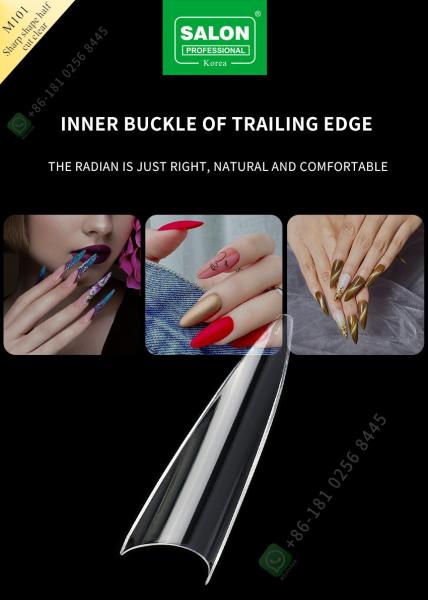 Sharp Drops Shape Half Cut False Nail French Style Artificial Nail with ABS Fake