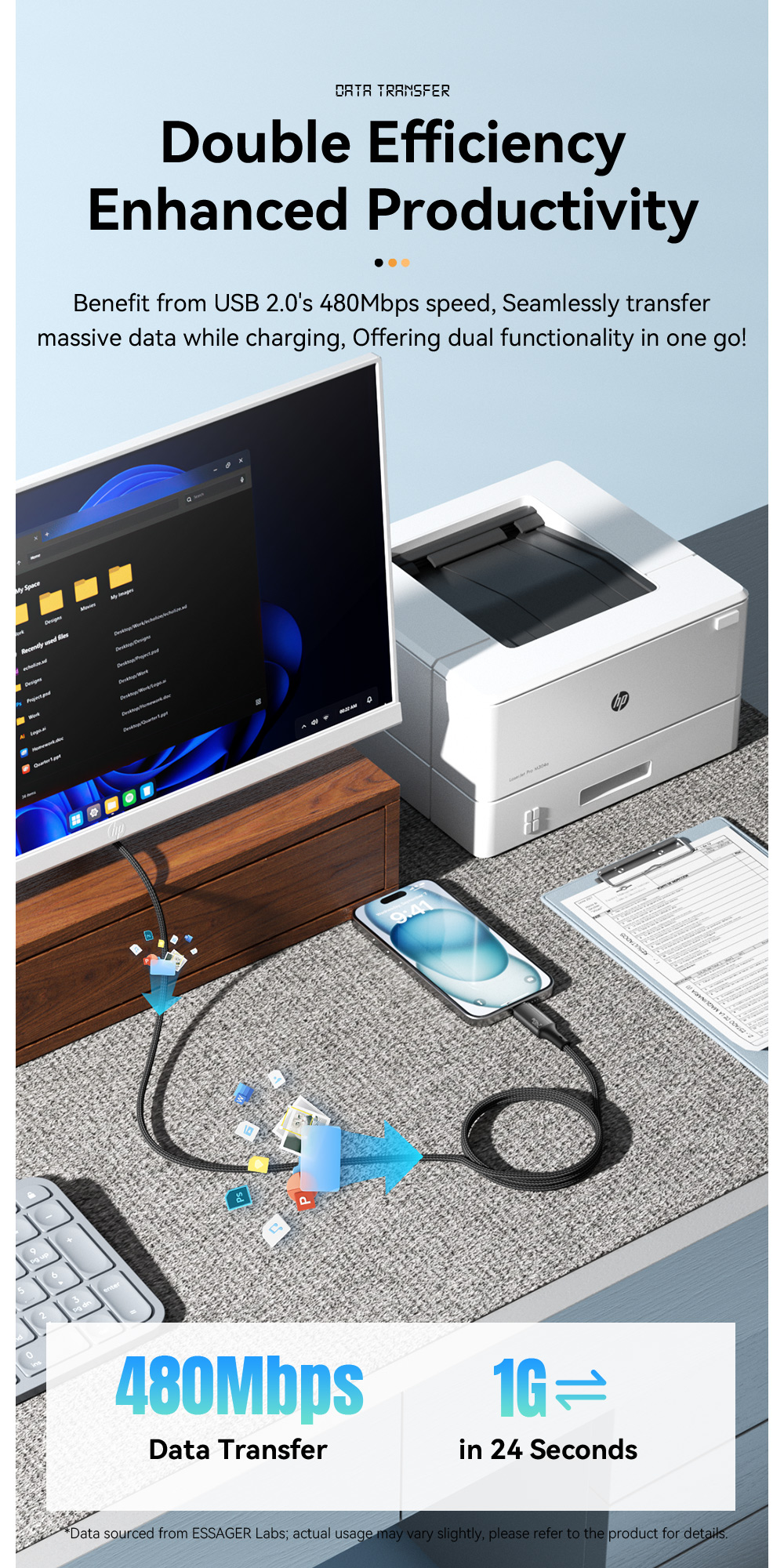 ESSAGER ES-X45 Series Quick Charge 240W USB C to USB C Cord