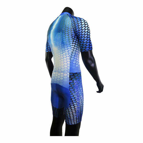 Blue Sublimation Inline Skate Wear , Lycra Inline Speed Skating Skinsuit