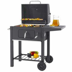 Wholesale UK Hotsale Outdoor Trolley Barbecue Grills BBQ Charcoal Barbeque Grills Smoker with Side Shelf from china suppliers