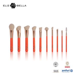 Wholesale Synthetic Hair Makeup Brushes With Rolling Printing Soft Touch Wooden Handle,Rose Gold Aluminium Ferrule Make Up Brush from china suppliers