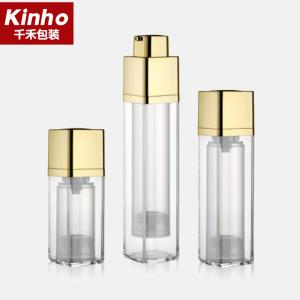 Wholesale ABS Square Cosmetic Airless Bottle 20ml 30ml 50ml Double Wall Twist Lock Up Open Rotate from china suppliers