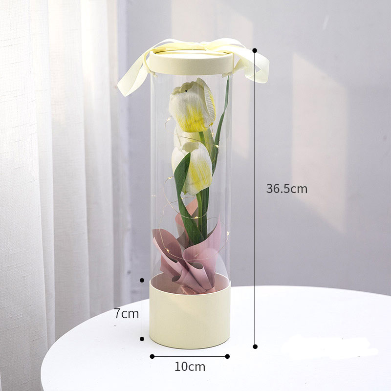 4c Offset Printing Round Cardboard Custom PVC Transparent Window Cylinder Flower