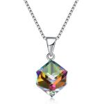 Sugar Cube Pendant Clavicle Chain Woman 925 Silver Austrian Crystal Love Cube