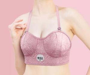 Wholesale USB Electric Breast Massage Bra , ODM Electric Heated Bra PU leather material from china suppliers