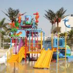 Fiberglass Kids Splash Water Playground With Open Straight Water Slide