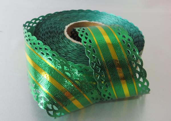 25 Yards Metallic with lace and gold line christmas gift ribbon OEM ODM