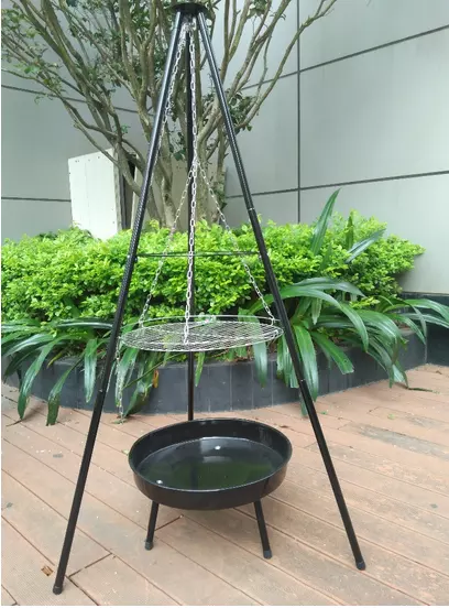 52x2cm Cooking Area Tripod Swivel Grill Outdoor Camping BBQ with Flame Safety Device
