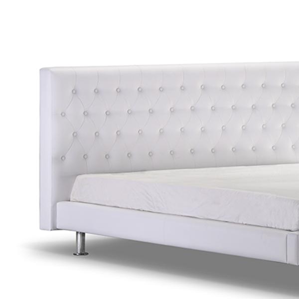 White Practical Queen Size Upholstered Bed , Multipurpose Small Queen Bed