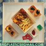 Wooden Food Packaging Box Cake Dessert Container With Plastic Cover, Take Out