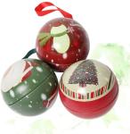 Christmas Tree Baubles Ornaments Tinplate Candy Tin Box Xmas Tree Ball Pendant