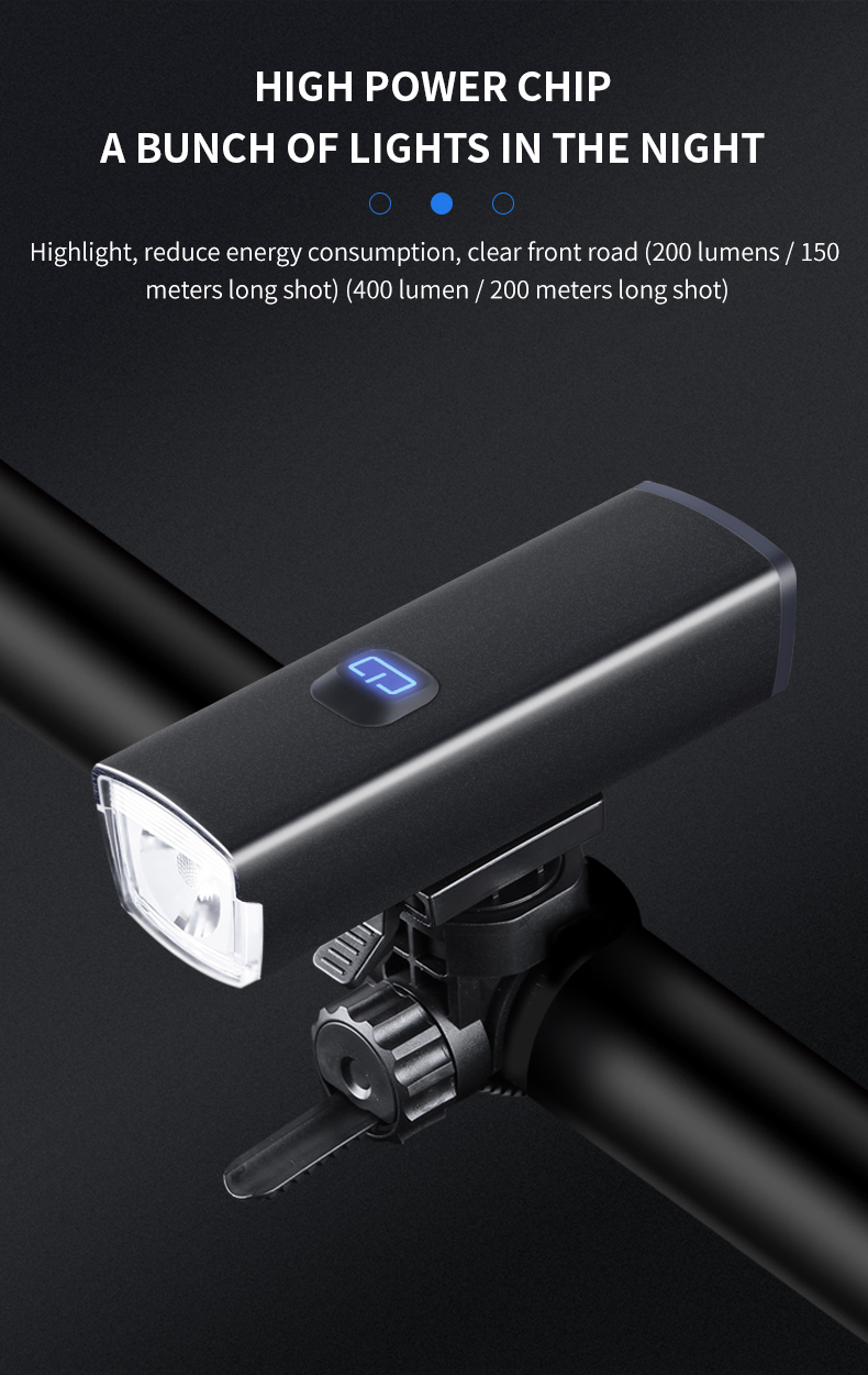 IPX6 Waterproof 2200mAh Battery USB Rechargeable Bike Front Light 600Lms