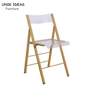 Wholesale Gold Stainless Steel Frame Transparent Acrylic Chair Folding Wedding Chair For Hotel from china suppliers