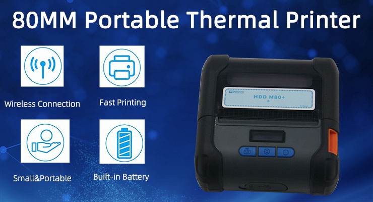 Good Partner HDD-M80 Portable POS Printer 80mm Max Paper Size for and Portable Printing